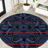 Lesotho Seanamarena - Motlatsi Round Carpet Basotho Traditional Blanket Style - Blue - Wonder Print Shop