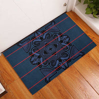 Lesotho Seanamarena - Motlatsi Rubber Doormat Basotho Traditional Blanket Style - Blue - Wonder Print Shop
