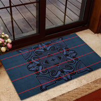 Lesotho Seanamarena - Motlatsi Rubber Doormat Basotho Traditional Blanket Style - Blue - Wonder Print Shop
