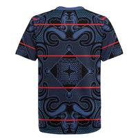 Lesotho Seanamarena - Motlatsi Rugby Jersey Basotho Traditional Blanket Style - Blue - Wonder Print Shop