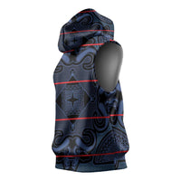 Lesotho Seanamarena - Motlatsi Sleeveless Hoodie Basotho Traditional Blanket Style - Blue - Wonder Print Shop