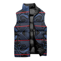 Lesotho Seanamarena - Motlatsi Sleeveless Puffer Jacket Basotho Traditional Blanket Style - Blue - Wonder Print Shop