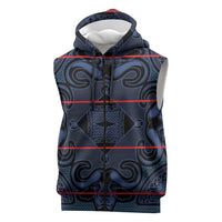 Lesotho Seanamarena - Motlatsi Sleeveless Zip Hoodie Basotho Traditional Blanket Style - Blue - Wonder Print Shop