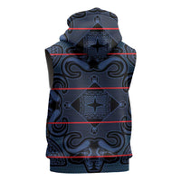Lesotho Seanamarena - Motlatsi Sleeveless Zip Hoodie Basotho Traditional Blanket Style - Blue - Wonder Print Shop