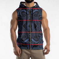 Lesotho Seanamarena - Motlatsi Sleeveless Zip Hoodie Basotho Traditional Blanket Style - Blue - Wonder Print Shop