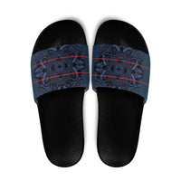Lesotho Seanamarena - Motlatsi Slide Sandals Basotho Traditional Blanket Style - Blue - Wonder Print Shop