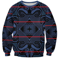 Lesotho Seanamarena - Motlatsi Sweatshirt Basotho Traditional Blanket Style - Blue - Wonder Print Shop