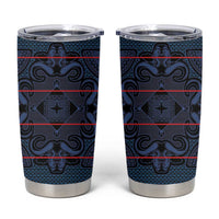 Lesotho Seanamarena - Motlatsi Tumbler Cup Basotho Traditional Blanket Style - Blue - Wonder Print Shop