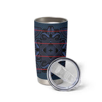 Lesotho Seanamarena - Motlatsi Tumbler Cup Basotho Traditional Blanket Style - Blue - Wonder Print Shop
