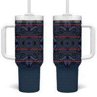 Lesotho Seanamarena - Motlatsi Tumbler With Handle Basotho Traditional Blanket Style - Blue - Wonder Print Shop