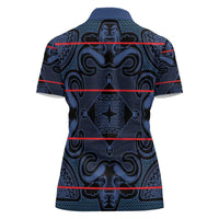 Lesotho Seanamarena - Motlatsi Women Polo Shirt Basotho Traditional Blanket Style - Blue - Wonder Print Shop