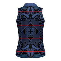Lesotho Seanamarena - Motlatsi Women Sleeveless Polo Shirt Basotho Traditional Blanket Style - Blue - Wonder Print Shop