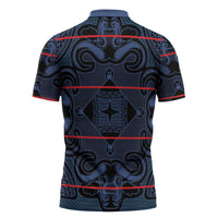 Lesotho Seanamarena - Motlatsi Zipper Polo Shirt Basotho Traditional Blanket Style - Blue - Wonder Print Shop