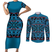 Lesotho Seanamarena - Kharetsa Couples Matching Short Sleeve Bodycon Dress and Long Sleeve Button Shirt Basotho Traditional Blanket Style - Wonder Print Shop