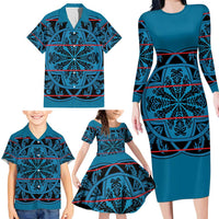 Lesotho Seanamarena - Kharetsa Family Matching Long Sleeve Bodycon Dress and Hawaiian Shirt Basotho Traditional Blanket Style - Wonder Print Shop