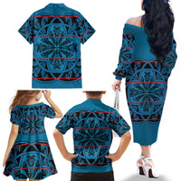 Lesotho Seanamarena - Kharetsa Family Matching Off The Shoulder Long Sleeve Dress and Hawaiian Shirt Basotho Traditional Blanket Style - Wonder Print Shop