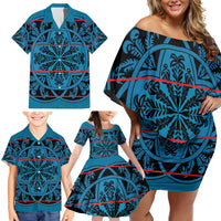 Lesotho Seanamarena - Kharetsa Family Matching Off Shoulder Short Dress and Hawaiian Shirt Basotho Traditional Blanket Style - Wonder Print Shop