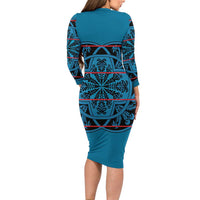 Lesotho Seanamarena - Kharetsa Long Sleeve Bodycon Dress Basotho Traditional Blanket Style - Wonder Print Shop