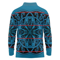 Lesotho Seanamarena - Kharetsa Long Sleeve Polo Shirt Basotho Traditional Blanket Style - Wonder Print Shop