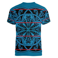 Lesotho Seanamarena - Kharetsa Women V-Neck T-Shirt Basotho Traditional Blanket Style - Wonder Print Shop