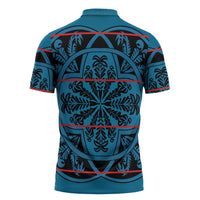 Lesotho Seanamarena - Kharetsa Zipper Polo Shirt Basotho Traditional Blanket Style - Wonder Print Shop