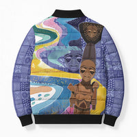 Nigeria Osun-Osogbo Festival Bomber Puffer Jacket Oshun God - Yoruba Pattern - Wonder Print Shop