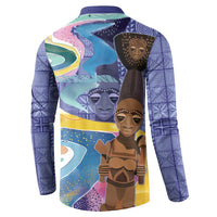 Nigeria Osun-Osogbo Festival Button Sweatshirt Oshun God - Yoruba Pattern - Wonder Print Shop