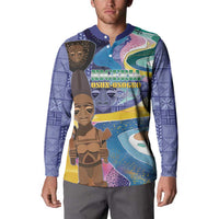 Nigeria Osun-Osogbo Festival Button Sweatshirt Oshun God - Yoruba Pattern - Wonder Print Shop