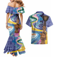 Nigeria Osun-Osogbo Festival Couples Matching Mermaid Dress and Hawaiian Shirt Oshun God - Yoruba Pattern - Wonder Print Shop