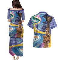 Nigeria Osun-Osogbo Festival Couples Matching Puletasi and Hawaiian Shirt Oshun God - Yoruba Pattern - Wonder Print Shop