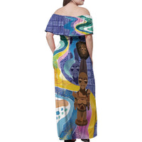 Nigeria Osun-Osogbo Festival Family Matching Off Shoulder Maxi Dress and Hawaiian Shirt Oshun God - Yoruba Pattern - Wonder Print Shop