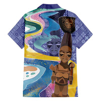 Nigeria Osun-Osogbo Festival Family Matching Off Shoulder Short Dress and Hawaiian Shirt Oshun God - Yoruba Pattern - Wonder Print Shop