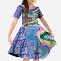 Nigeria Osun-Osogbo Festival Family Matching Short Sleeve Bodycon Dress and Hawaiian Shirt Oshun God - Yoruba Pattern - Wonder Print Shop