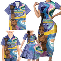 Nigeria Osun-Osogbo Festival Family Matching Short Sleeve Bodycon Dress and Hawaiian Shirt Oshun God - Yoruba Pattern - Wonder Print Shop