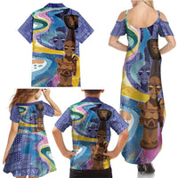 Nigeria Osun-Osogbo Festival Family Matching Summer Maxi Dress and Hawaiian Shirt Oshun God - Yoruba Pattern - Wonder Print Shop