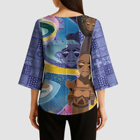 Nigeria Osun-Osogbo Festival Kimono Sleeve Blouse Oshun God - Yoruba Pattern - Wonder Print Shop