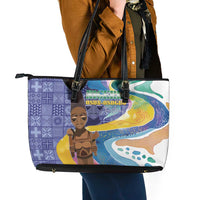 Nigeria Osun-Osogbo Festival Leather Tote Bag Oshun God - Yoruba Pattern - Wonder Print Shop