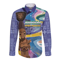 Nigeria Osun-Osogbo Festival Long Sleeve Button Shirt Oshun God - Yoruba Pattern - Wonder Print Shop