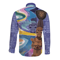 Nigeria Osun-Osogbo Festival Long Sleeve Button Shirt Oshun God - Yoruba Pattern - Wonder Print Shop