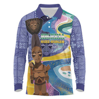 Nigeria Osun-Osogbo Festival Long Sleeve Polo Shirt Oshun God - Yoruba Pattern - Wonder Print Shop