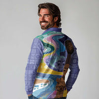 Nigeria Osun-Osogbo Festival Long Sleeve Polo Shirt Oshun God - Yoruba Pattern - Wonder Print Shop