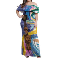 Nigeria Osun-Osogbo Festival Off Shoulder Maxi Dress Oshun God - Yoruba Pattern - Wonder Print Shop