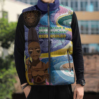 Nigeria Osun-Osogbo Festival Sleeveless Puffer Jacket Oshun God - Yoruba Pattern - Wonder Print Shop