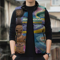 Nigeria Osun-Osogbo Festival Sleeveless Puffer Jacket Oshun God - Yoruba Pattern - Wonder Print Shop