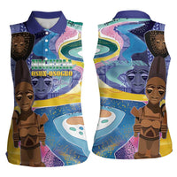 Nigeria Osun-Osogbo Festival Women Sleeveless Polo Shirt Oshun God - Yoruba Pattern - Wonder Print Shop