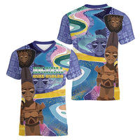 Nigeria Osun-Osogbo Festival Women V-Neck T-Shirt Oshun God - Yoruba Pattern - Wonder Print Shop