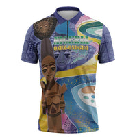 Nigeria Osun-Osogbo Festival Zipper Polo Shirt Oshun God - Yoruba Pattern - Wonder Print Shop