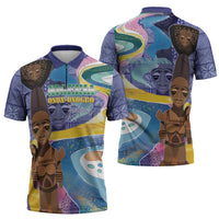 Nigeria Osun-Osogbo Festival Zipper Polo Shirt Oshun God - Yoruba Pattern - Wonder Print Shop