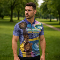 Nigeria Osun-Osogbo Festival Zipper Polo Shirt Oshun God - Yoruba Pattern - Wonder Print Shop