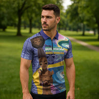 Nigeria Osun-Osogbo Festival Zipper Polo Shirt Oshun God - Yoruba Pattern - Wonder Print Shop